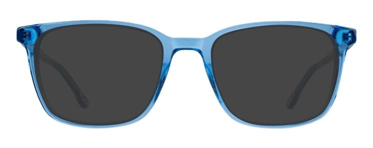 Blue, square New Balance sunglasses made of acetate.