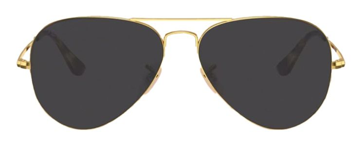 Gold, Ray-Ban Aviator sunglasses with teardrop lenses and a double bridge design.