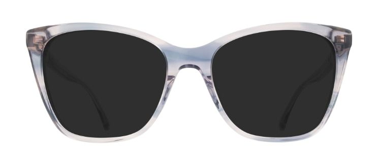 These kate spade cat-eye sunglasses are made of acetate and come in a light sky-blue colour. The frame has a glittery gold metal hinge design with signature branding.