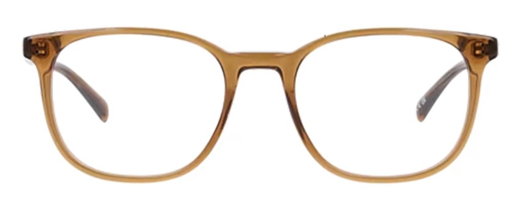 A pair of large square frames in crystal-brown bio-acetate from our Scout range.