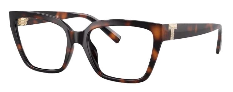 A chunky square Havana frame. The temples are visible and feature a golden 'T' embellished with sparkling diamantes.