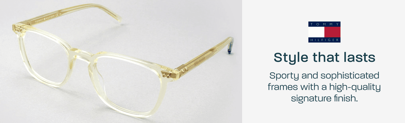 Tommy Hilfiger - style that lasts. Sporty and sophisticated frames with a high-quality signature finish.