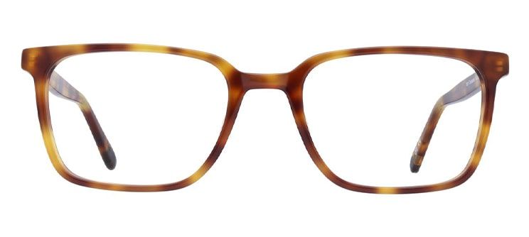 A rectangular tortoiseshell frame in a light tortoiseshell colour