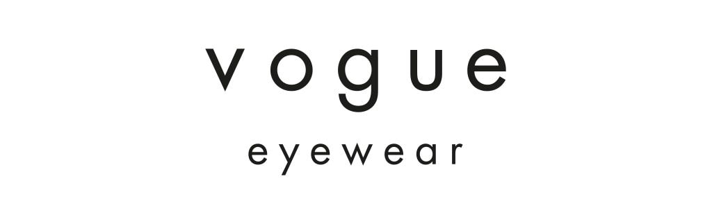 Vogue eyewear logo. Black writing white background.