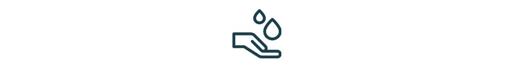 Icon depicting a hand being washed.