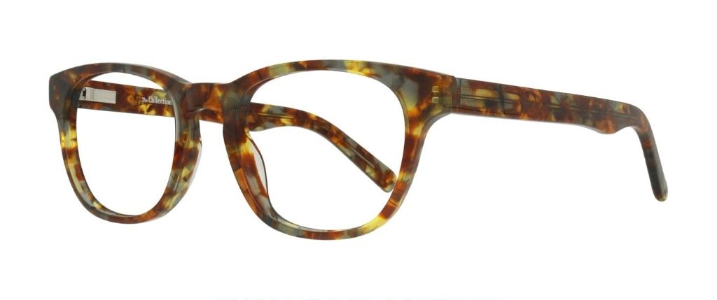 A simple round acetate frame in Glasses Direct's exclusive Fields of Barley colourway which is a rich Havana with a romantic mix of gold, blue and bronze. It has a keyhole bridge.