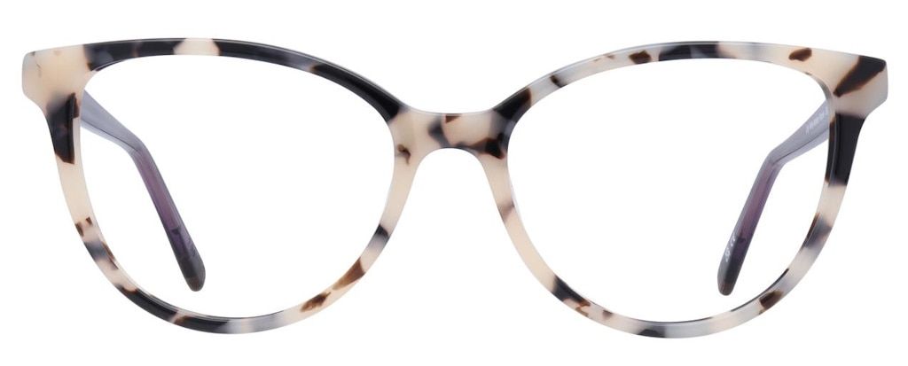Cat-eye glasses made from milky mottled acetate