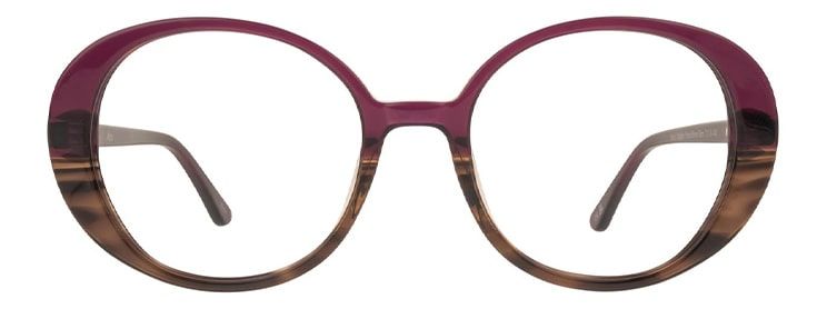 Oversized oval-shaped Aspire frames with an ombré fade from purple to brown.