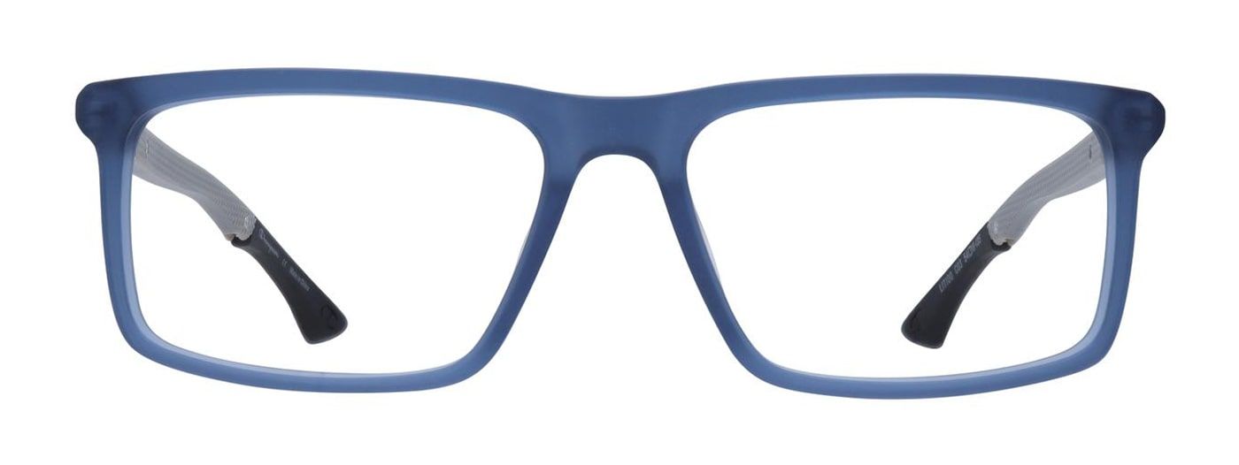 Front view of blue, rectangular Champion glasses