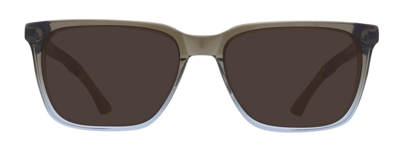 Front view of ombre style of grey to blue, round Champion sunglasses