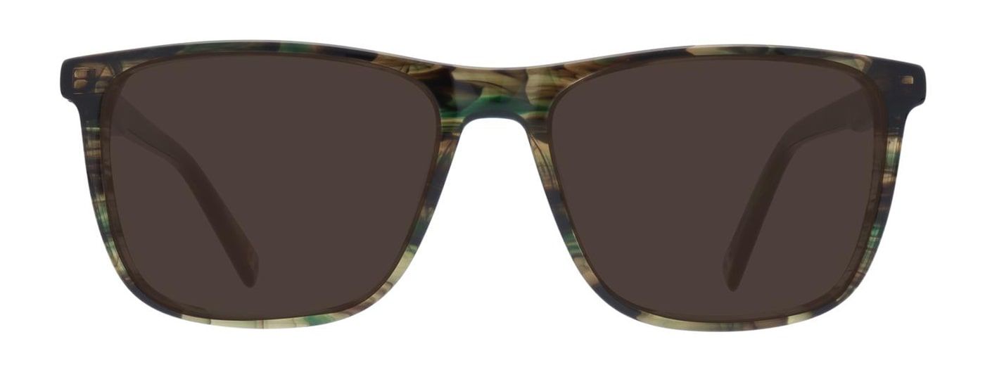 Front view of green tortoiseshell, round Champion sunglasses