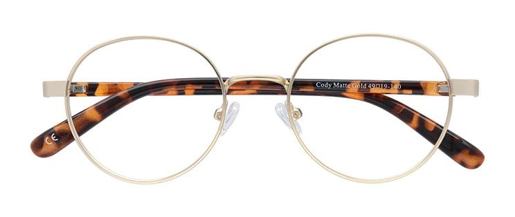 Gold round GD Collection frames with tortoiseshell arms