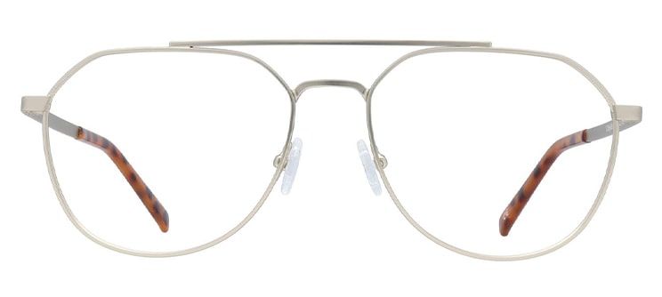 Gold pilot glasses with orange-and-black acetate tips.