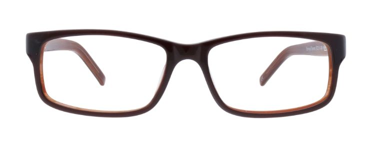 A small rectangular frame made of chunky brown acetate.