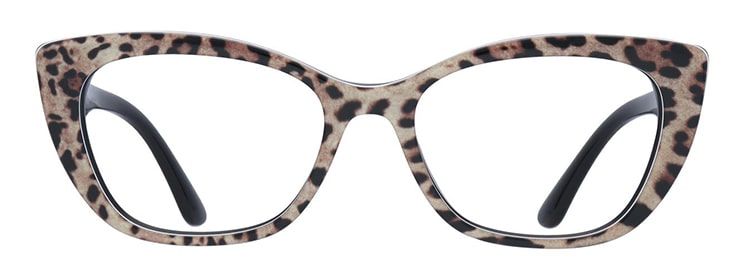 Cat-eye acetate frames in leopard print and black by Dolce & Gabbana.