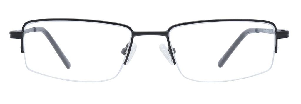 A pair of small semi-rim rectangular glasses, made of metal with adjustable rubber nose pads.