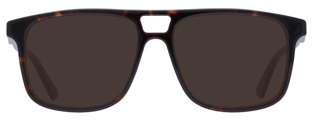 Oversized Gucci aviator sunglasses in tortoiseshell acetate with tinted lenses.