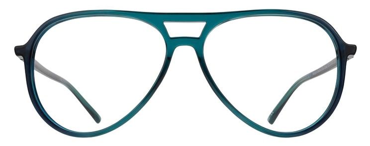 An aviator frame made of blue and green gradient acetate