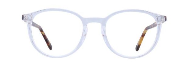 Image of clear frames with tortoiseshell arms on a white background.