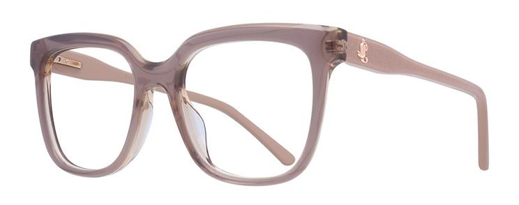 Nude acetate glasses with large square lenses