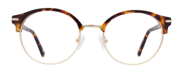 Round Havana Clubmaster-style glasses with gold detailing from London Retro.