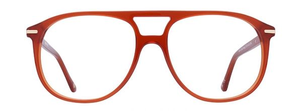 A pair of crystal orange-colour aviator glasses, featuring a double bridge and metal accents.