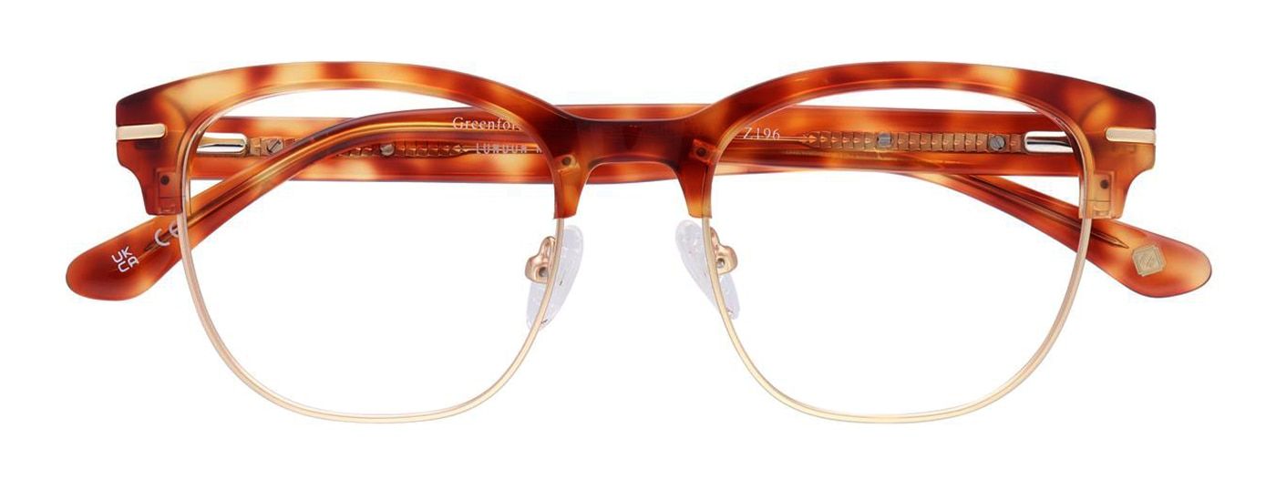 Brown, tortoiseshell, clubmaster style, gold metal London Retro frame