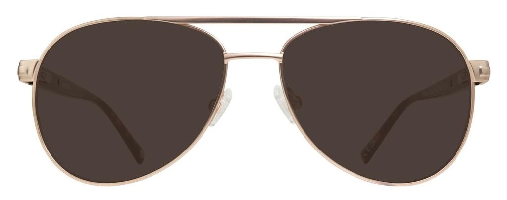 A pair of gold metal aviator sunglasses with tortoiseshell plastic temples and clear rubber nose pads.