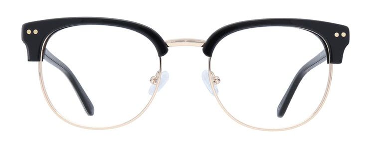 Round Black clubmaster style metal London Retro frames