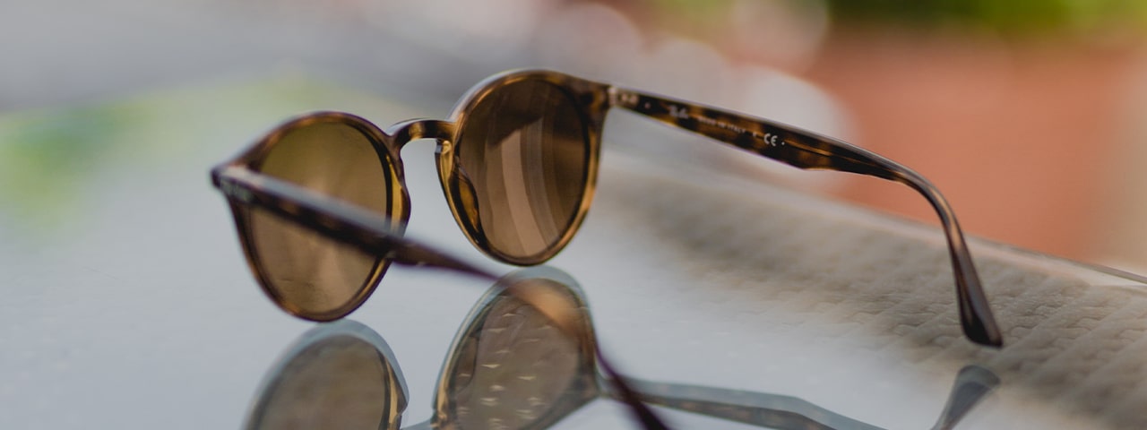 A pair of tortoiseshell sunglasses