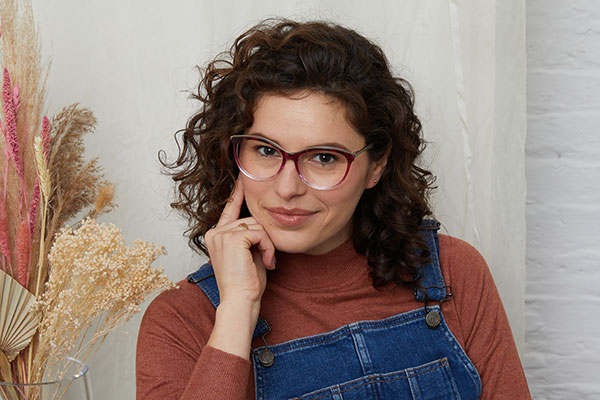 Smiling woman wearing glasses