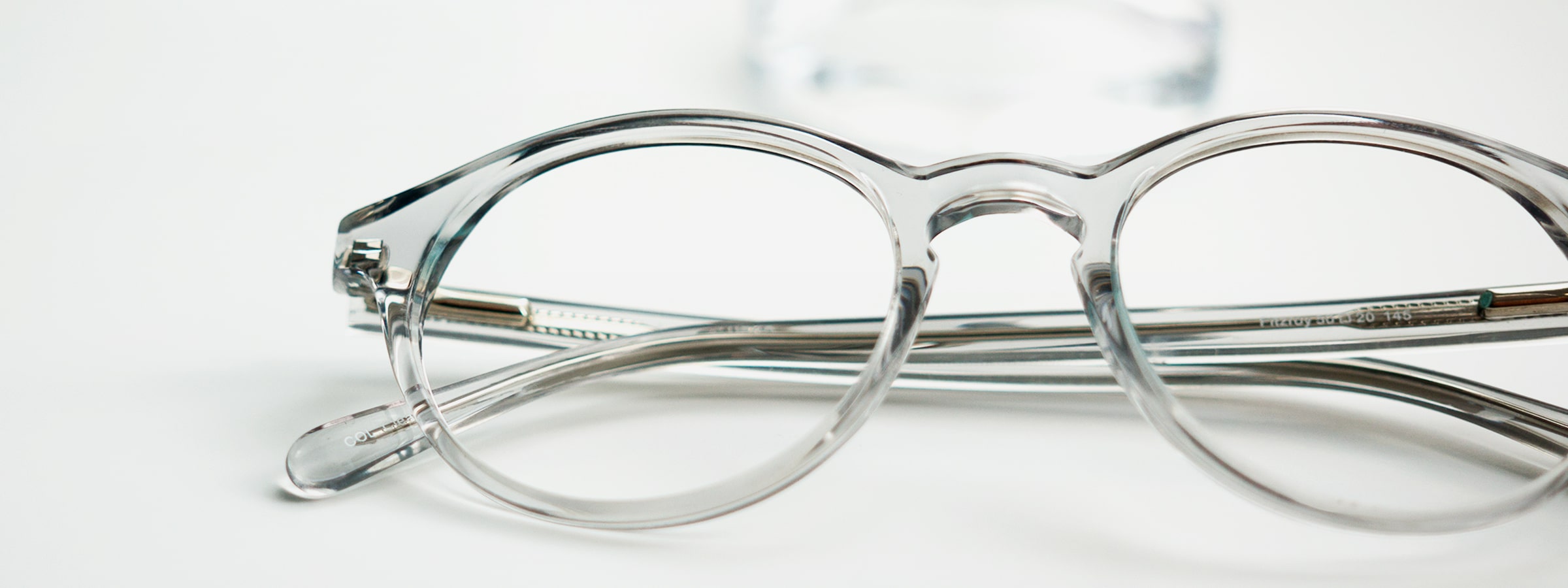 A transparent glasses frame