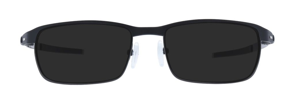 Rectangular metal Oakley sunglasses in black.