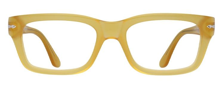Rectangular chunky beige Persol frame facing forwards