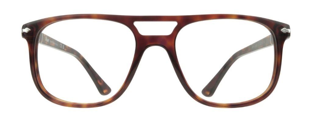 Persol square-aviator frames made of Havana acetate with signature silver metal accents along the temples.