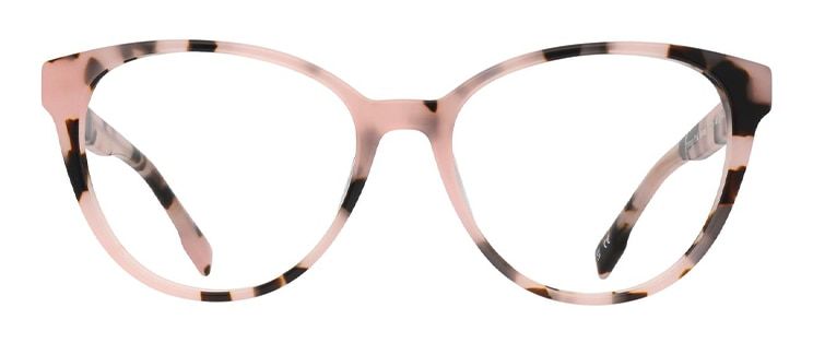 Pink Ribbon acetate cat-eye glasses in pink Havana finish.