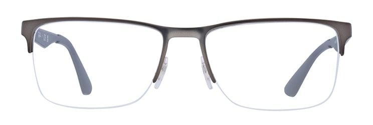Semi-rimless grey metal Ray-Ban glasses