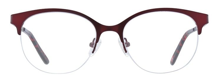 Red round semi-rimless GD Collection metal frames with adjustable nose pads.
