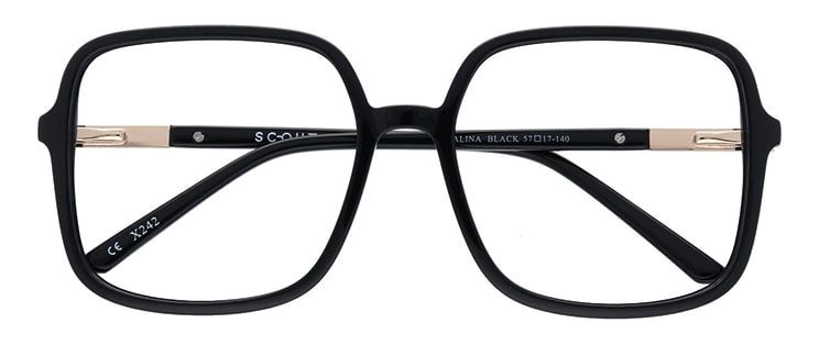 Large square glasses in a butterfly style, with a frame made of black acetate