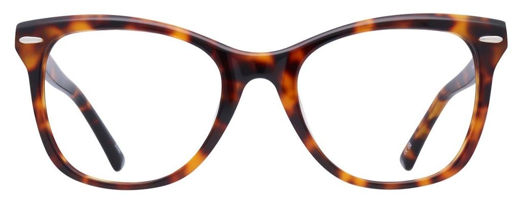 Havana cat-eye glasses with a shape approaching that of a Wayfarer