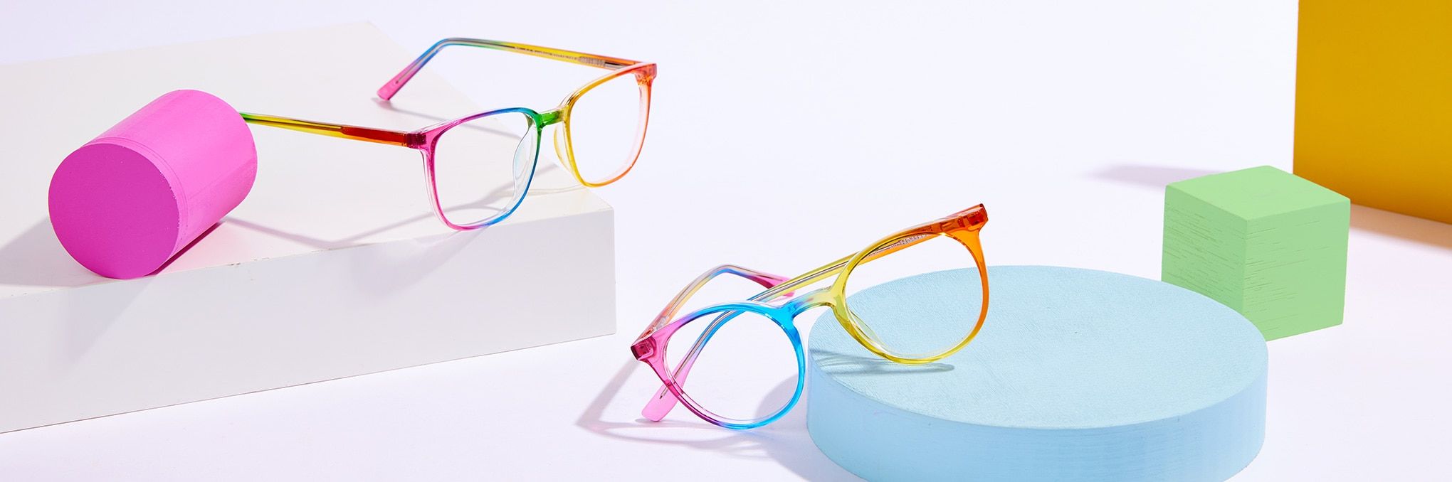 Pride frames on colourful blocks setting