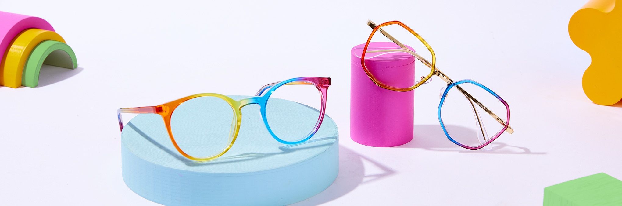 Pride frames on colourful blocks setting